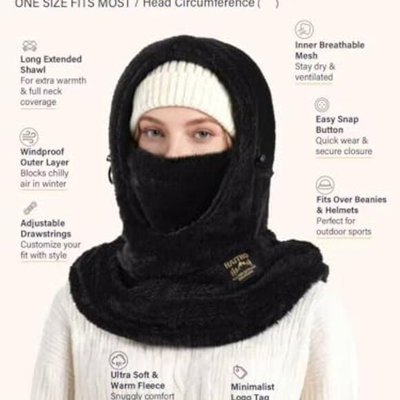 Fleece Ski Mask Balaclava Winter Full Face Cover Hooded Scarf Neck Warmer main image 4